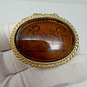 Vintage Corday Fame Solid Perfume Compact Glass Top Goddess & Cherub Angel EUC